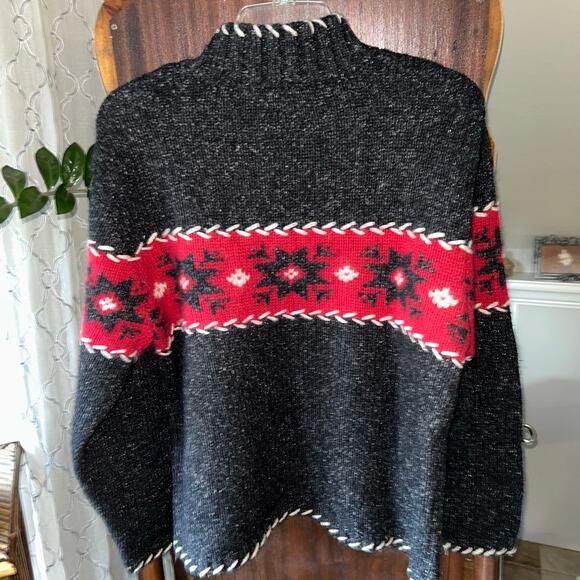 NOMADIC TRADERS GREY SNOWFLAKE SWEATER SILK & ANGORA WOMEN'S Large - Picture 7 of 9